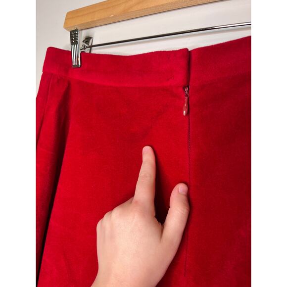 1960s Vanity Fair Christmas Red Velour Velvet Holiday Volup Glam Maxi Skirt XL - Picture 4 of 5